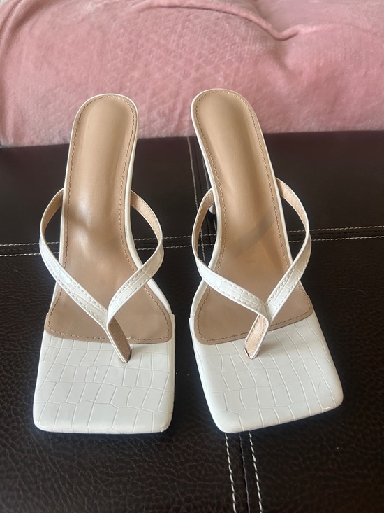 Shoes - White Square-Toe Strappy Heeled Sandals - Women